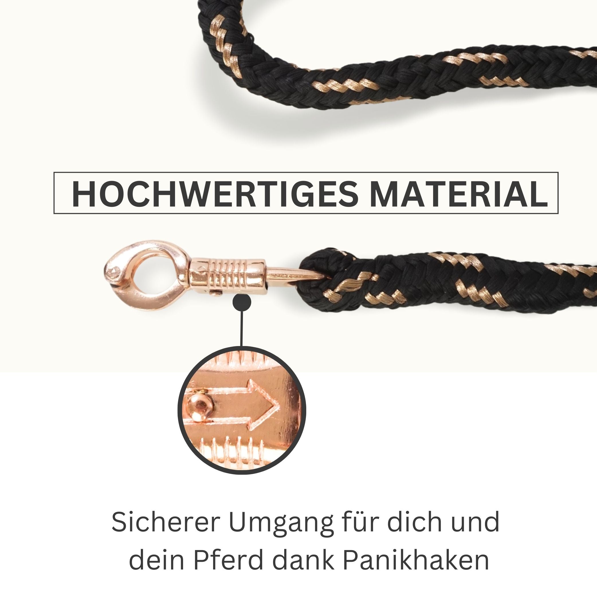 Führstrick mit Panikhaken rosegold, Länge 2m